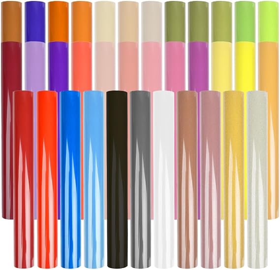 35 Pack Heat Transfer Vinyl Rolls, 12 x 10 in Iron on Vinyl PU Heat Transfer Film for DIY T-Shirts Clothing Bags Logo Hat, 35 Colors
