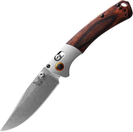 Benchmade - Mini Crooked River 15085 EDC Knife with Gray Aluminum & Wood Handle (15085-2)