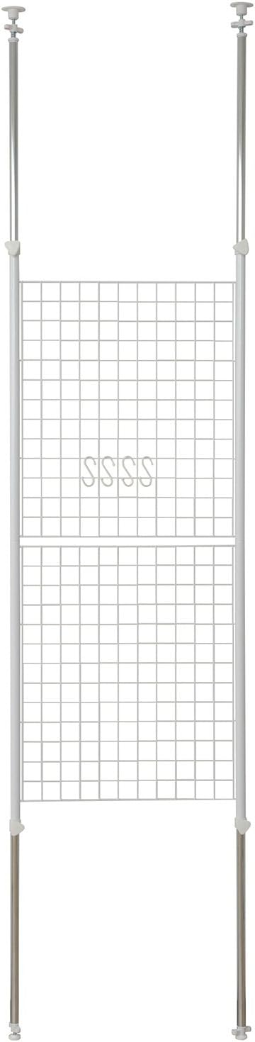 Yamazen YAMAZEN Push-Up Partition Wire Type Width 23.6 x Depth 2 x Height 65.6 - 116.3 inches with 4 Hooks Wall-Mounted Storage Wall-Mounted Storage Ceiling Room Divider Assembly Required White
