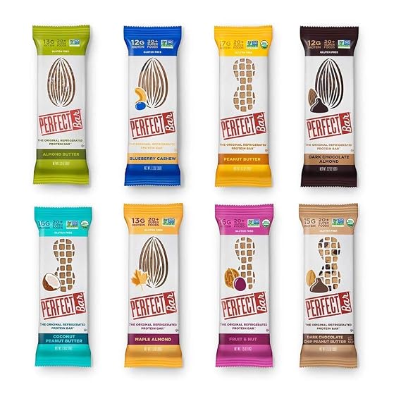 Perfect bar Original Refrigerated Protein bar, Variety Pack Peanut Butter & Almond Butter, 12-17g Whole Food Protein, Gluten Free & Non-GMO, 2.5 Ounce bar, 8 Count (Pack of 1)