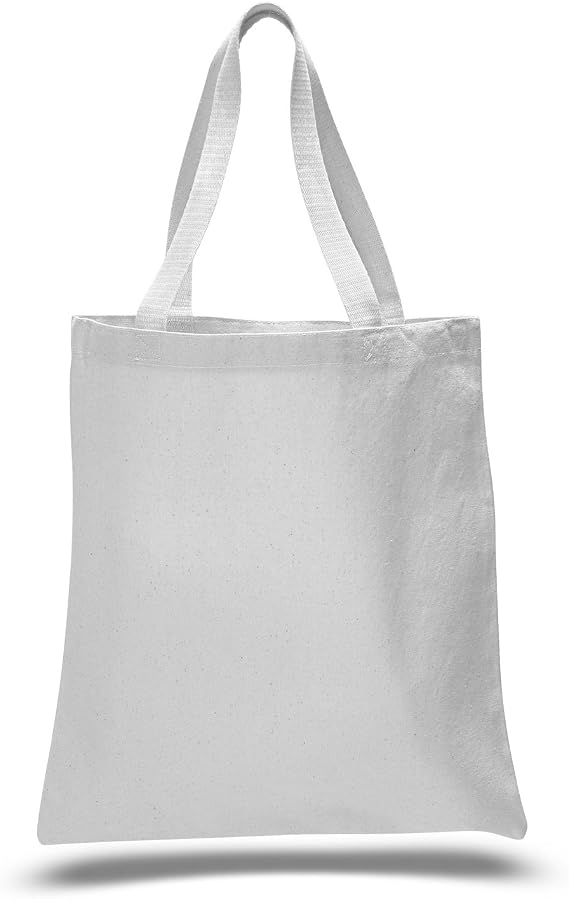 (12 Pack) 1 Dozen - Heavy Cotton Canvas Tote Bag (White)