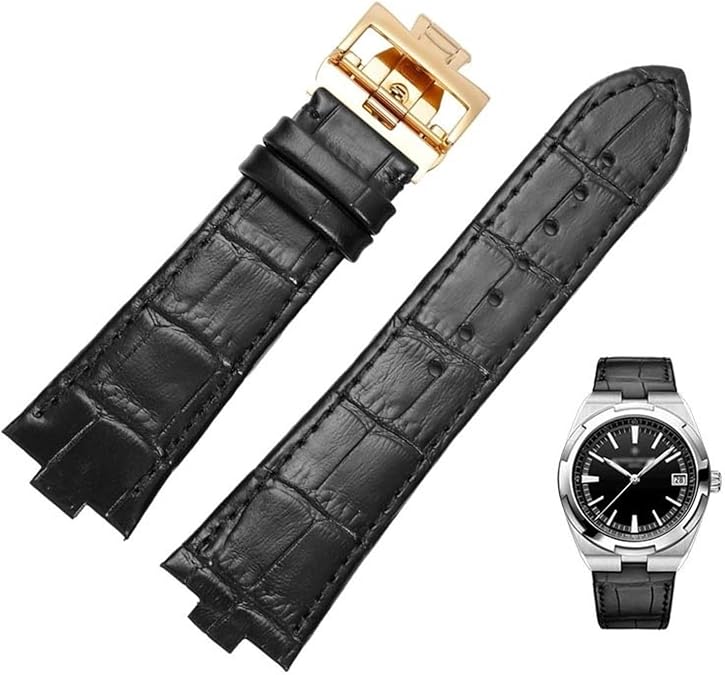Genuine Leather Watchband For Vacheron Constantin OVERSEAS Series 4500V 5500V P47040 Stainless Steel Buckle Men Watch Strap 25-8mm
