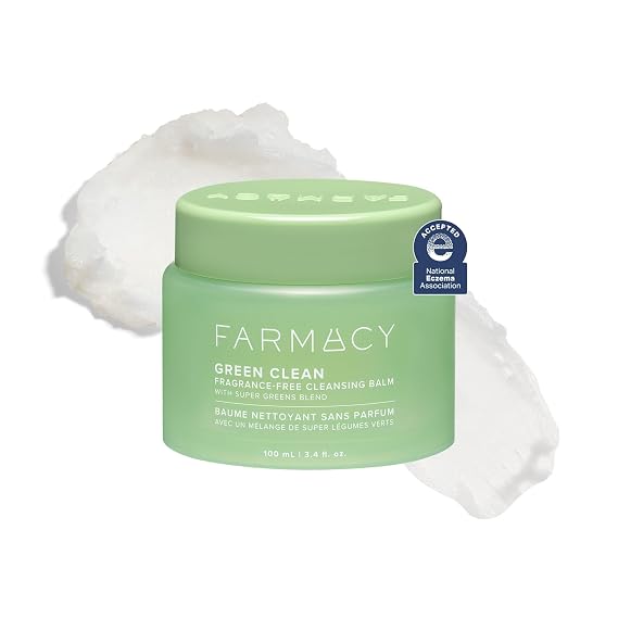 Farmacy Sensitive Skin Makeup Remover Cleansing Balm - Green Clean Waterproof Makeup Remover Balm + Oil Cleanser for Face - Melts Make Up + SPF - Hydrates + Softens Skin - Fragrance-Free (100ml)