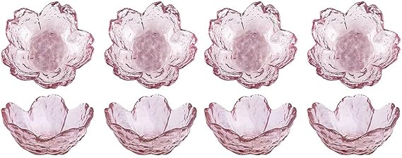 8pcs Glass Sakura Shape Seasoning Dishes Dipping Bowls Appetizer Plates
