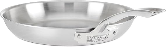 Viking 5-Ply Frying Pan, 12 Inch Stainless Steel Kitchen Cookware, Silver