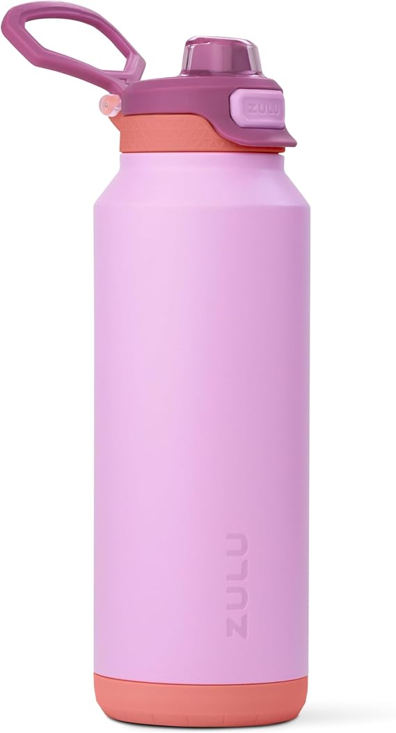 ZULU Powerfill Pro 40oz Stainless Steel Sip or Chug Water Bottle, Sherbert
