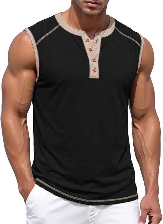 Sailwind Men's Casual Tank Top Henley Sleeveless Shirt Summer Athletic Gym Muscle Tee