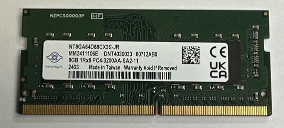 8GB PC4-25600 DDR4-3200MHZ SODIMM Notebook PC Ram PC4-3200AA NT8GA64D88CX3S-JR (CL22, Non-ECC, 260-Pin, Intel and AMD Compatible) Laptop Memory (OEM New)