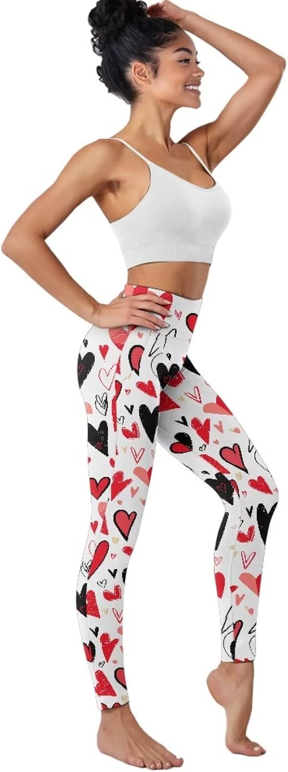 Tie-Dye Blood Stain Women Yoga Leggings, Spring Floral Yoga Pants with Pockets, Simple Art Leaves Workout Pants