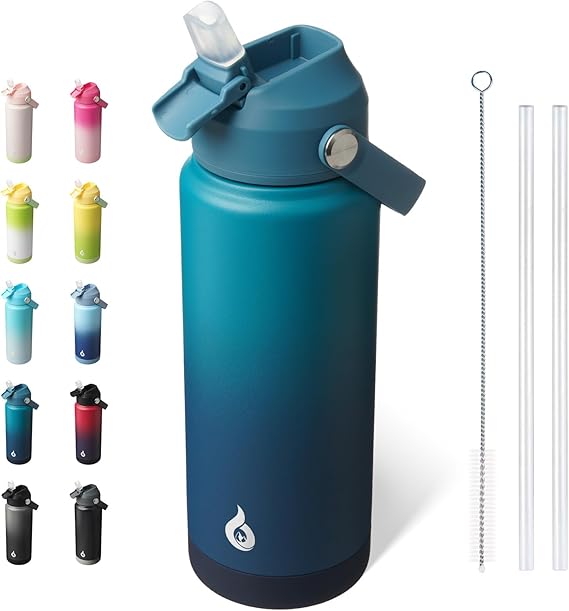 BJPKPK 24oz Insulated Water Bottle, Stainless Steel Bottle with Straw Lid
