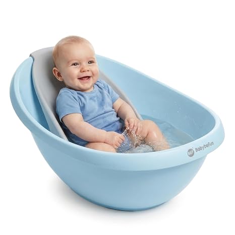 BabybeFun Baby Bath with Bath Insert for Newborns [Test Winner] Non-Slip Baby Bath for Babies and Toddlers [0-12 Months] Baby Bath for Shower Bathtub Blue Choose Colour