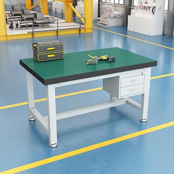 Antistatic Workbench, Heavy-Duty ESD Lab Table with 2 Drawers, Metal Commercial Workbench Outdoor, 2204LBS Capacity, Suitable for Workplace, Home, Hotel, Garage(80 * 60 * 80cm)