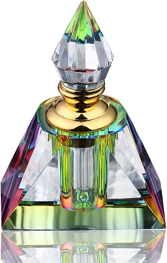 3ml Vintage Egyptian Glass Perfume Bottle Refillable Rectangular Pyramid | Vintage Egyptian Rectangular Pyramid Glass Perfume Bottle 3ml Refillable Mini Empty for Vanity Dresser Table Home Decor Gift