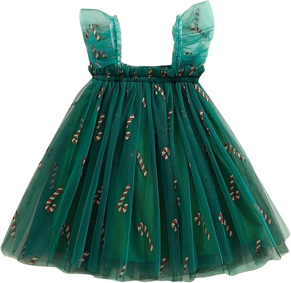 Toddler Christmas Tutu Dress Baby Girl Sleeveless Layered Tulle Dress Little Girl Princess Dresses Christmas Outfit