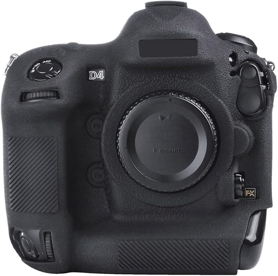 Camera Case for Nikon D4 D4S - Silicone Protective DSLR Skin Cover, Detachable Cage, Shockproof, Dustproof (Black)