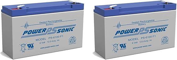 Power Sonic PS-6100 6V 12AH UPS Replacement Battery Compatible with Panasonic CLRB0610P - 2 Pack