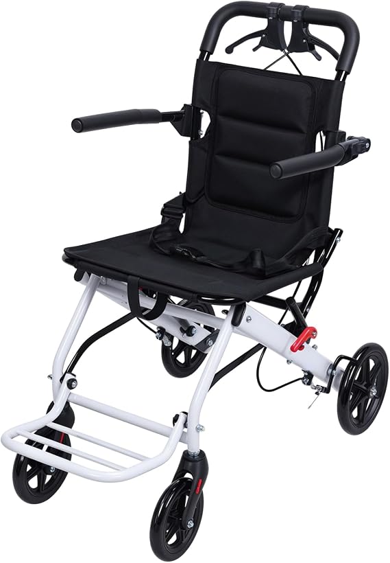 Portable Folding Wheelchair for Adults and Seniors,Narrow Doorways Wheel Chair with Hand Brakes,Lightweight Aluminum Only 18Lbs Support 180lbs,Comfortable, Safe and Easy to Store A