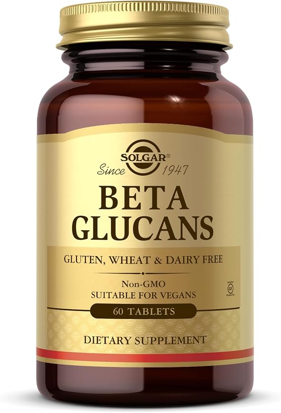 Solgar Beta 1,3 Glucans - 60 Tablets - Vegan, Gold | Pack of 60 - Supports Daily Wellbeing - for Cholesterol and Cardiovascular Health - Vegan and Gluten Free, Gold Tablets