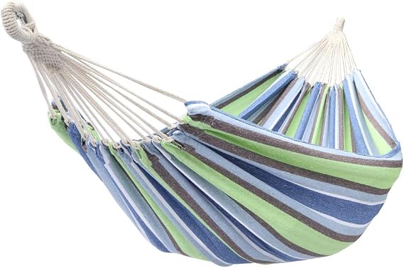 Garden Cotton Hammock Comfortable Fabric Hammock with Tree Straps for Hanging Durable Hammock Up to 330lbs Portable Hammock with Travel Bag, Perfect for Camping Outdoor/Indoor Patio Backyard