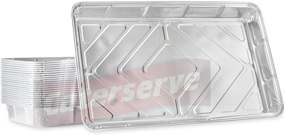 Aluminium Foil Trays Containers for Baking Cooking Freezing and Storing Tray Size 32cm x 20cm x 3.3cm (10 Pack)