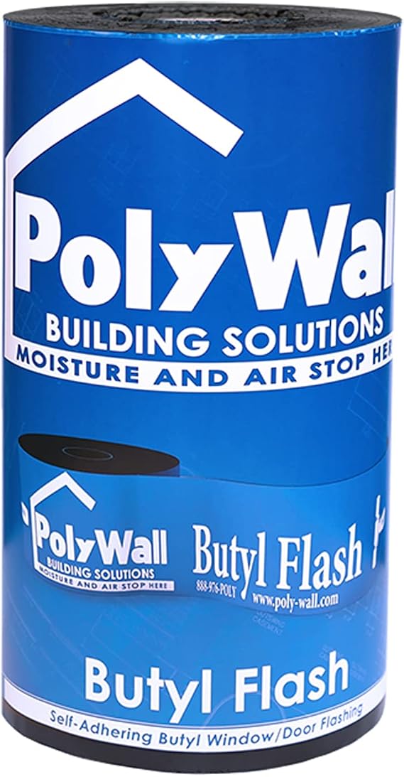 POLYGUARD Poly Wall - Butyl Flash Window Flashing Tape. Waterproof, Self Adhering, Self Sealing. Made in The USA. Strip in or Flash Straight Window and Door Frames (12" x 100')