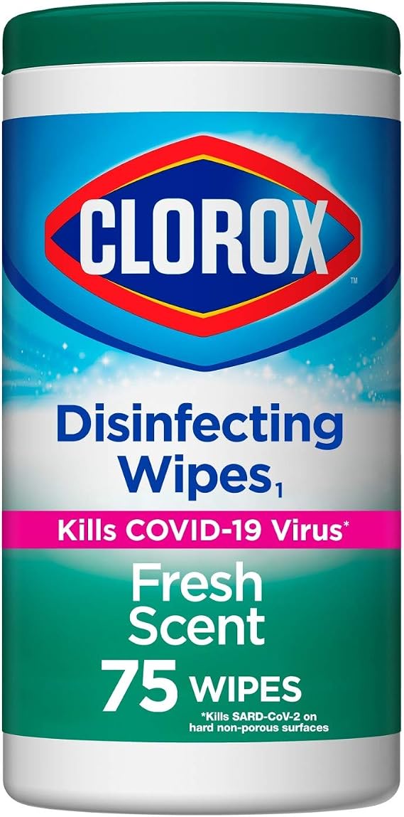 Clorox Disinfecting Cleaning Wipes, Bleach Free, Fresh Scent, 75 Count (Pack May Vary)