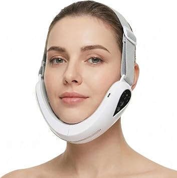 Double Chin Machine, 12 Pieces Chin Lifting mask 24k Gold & Collagen,Electric V-Shaped Massager Deep Collagen Face Mask Neck Tightening & Firming - Double Chin Strap for Face Lift a4