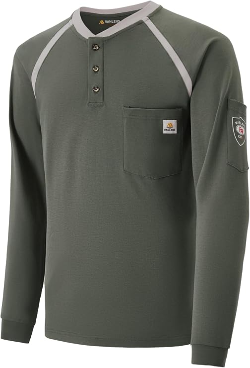 FR Shirts for Men 6.5oz Lightweight Long Sleeve for Welding CAT2