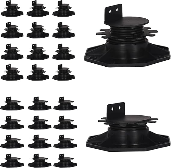24Pack Decking Pedestal Adjustable, Decking Feet Decking Riser Bearing Support Height Adjustable, Plastic Floor Lift Base Supports for Wood, WPC, Aluminium and DIY Projects (30-60mm)