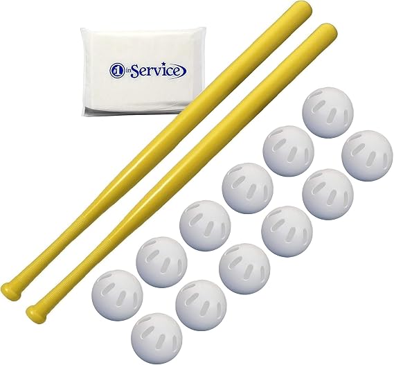 Wiffle 32" Plastic Bats 2 Pack, Wiffle Ball Baseballs Official Size 12 Pack