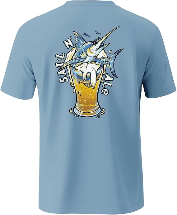 Palmyth Men's Fishing Shirt Short Sleeve Sun Protection UV UPF 50+ T-Shirt