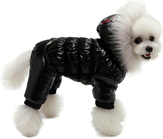 Waterproof Pet Clothes Dog Outfits Winter Warm Dog Jacket Coat Hooded Jumpsuit Snowsuit (XL, Black)