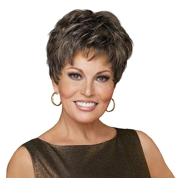 Raquel Welch Women's Pixie Cut Short Gray Wig, WINNER | R38 Smoked Walnut, Synthetic Fiber, Adjustable Secure Fit, Glueless Salon Style by Hairuwear (Cap Size: PETITE)