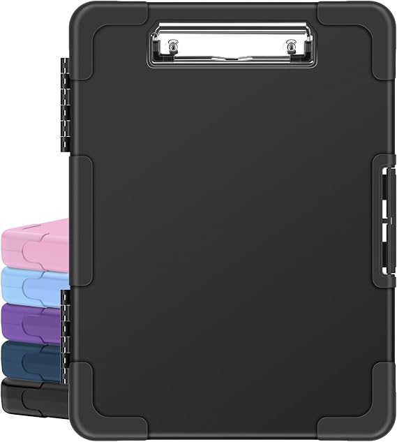 Sooez Toughest Clipboard with Storage, Internal Pen Pouch Included, Letter/ A4 Size, Shockproof Heavy Duty Plastic Clip Boards 8.5x11, High Capacity Clipboards Box Case for Contractor Trucker Driver