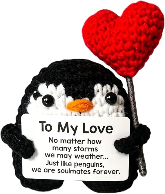 Gifts for Him Her Boyfriend Girlfriend, to My Love Handmade Crochet Penguin Anniversary Birthday Gifts for Women Men, Romantic Valentines Wedding Christmas I Love You Gift Wife Husband Couples