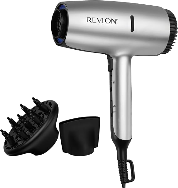 REVLON Dry Max Hair Dryer with Diffuser for Natural Curls, Silver
