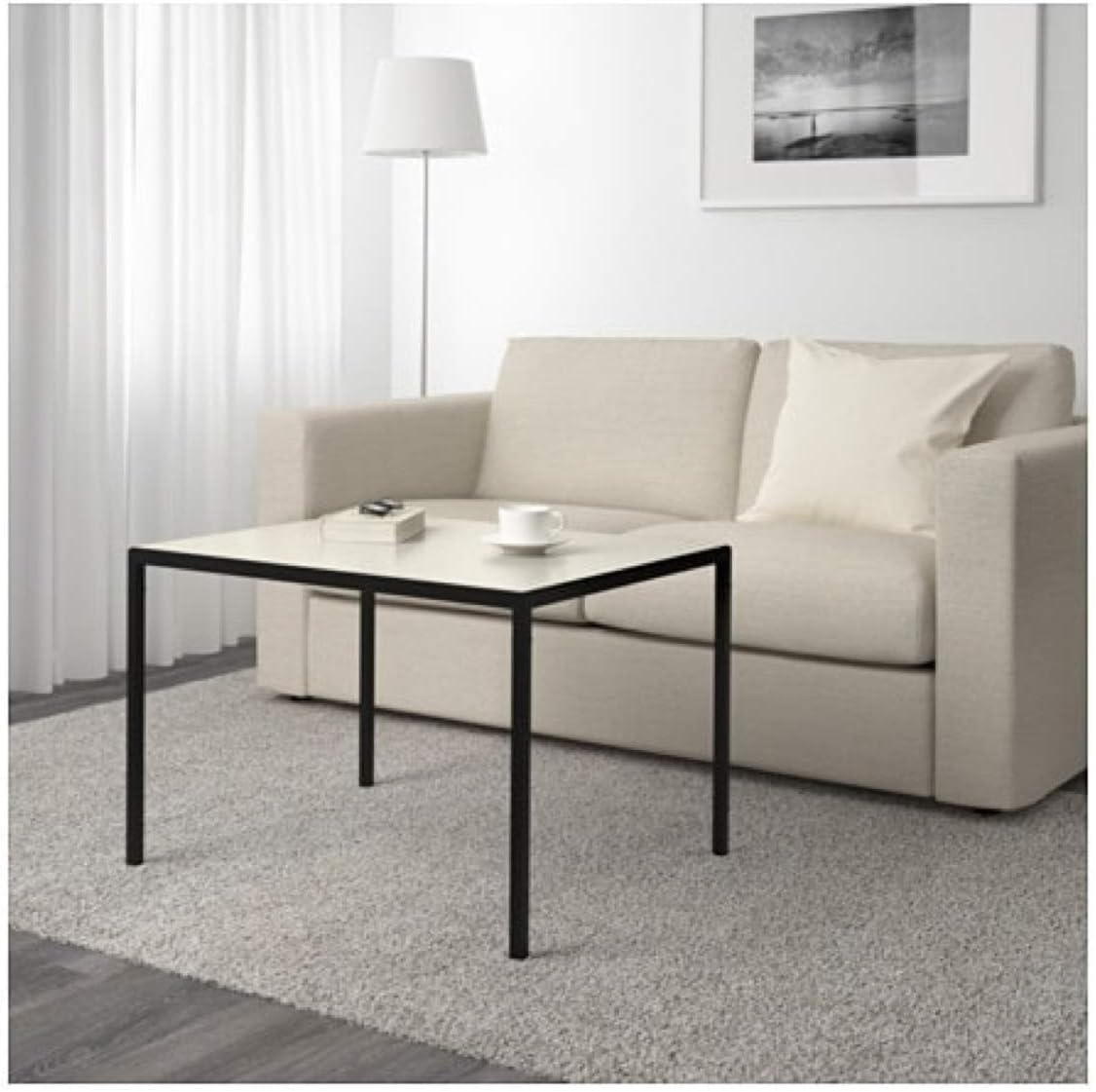 IKEA Nyboda Coffee Table w Reversible Table Top Black Beige 703.426.46 Size 29 12x23 58x19 58"