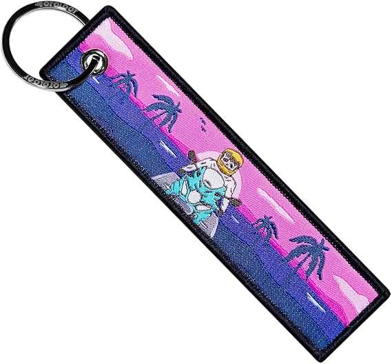 MotoLoot Keychain for Motorcycles, Scooters, Cars and Gifts (Beach Pink Sunset Ride)