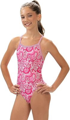 Dolfin Youth Uglies Girls Sunny Daze Criss-Cross Back One Piece Swimsuit Sunny Daze 10