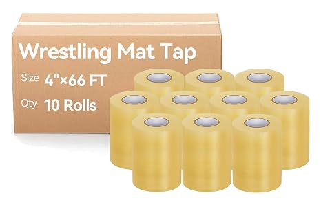 10 Pcs Wrestling Mat Tape, Mat Tape for Wrestling 4" x 66ft Clear PVC/Black Tape, Wrestling Gymnastics Floor Mat Tape