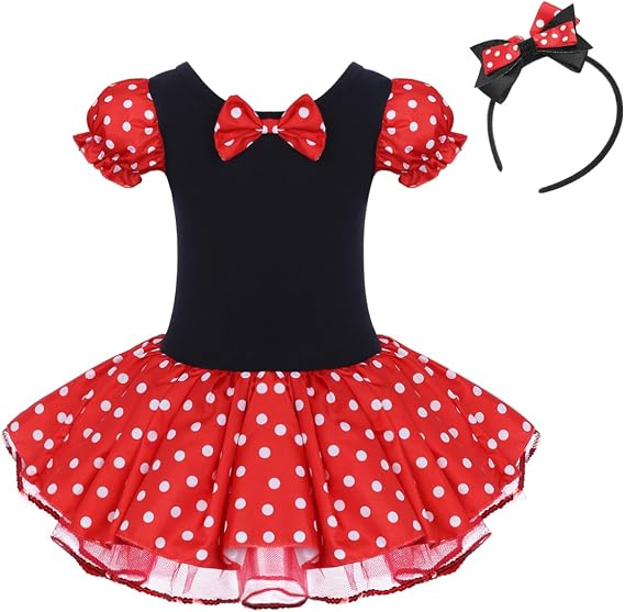 IBTOM CASTLE Toddler Girl Polka Dots Party Fancy Costume Tutu Dress up Dance Leotard Gymnastic Cosplay Cartoon Ear Headband