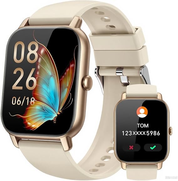 Smart Watches for Men Women, Fitness Tracker with Activity Counter/Sleep Monitor, IP68 Waterproof Smart Watch for Android iPhone iOS Compatible (Champagne Gold, 1.83)