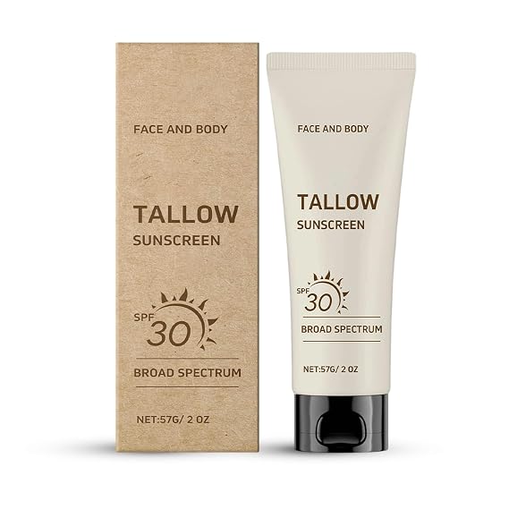 Tallow Sunscreen for Face & Body SPF 30, Lightweight Daily Sun Protection Lotion for Men and Women, Smooth Hydrating Texture, Ideal for Hiking, Beach, Sports and Family Outdoor (1PC)