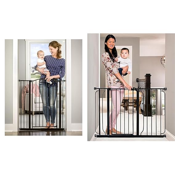 Regalo Easy Step Extra Tall Arched Decor Walk Thru Baby Gate, Includes 4-Inch Extension Kit, 4 Pack & Easy Step 49-Inch Extra Wide Baby Gate, Includes 4-Inch and 12-Inch Extension Kit