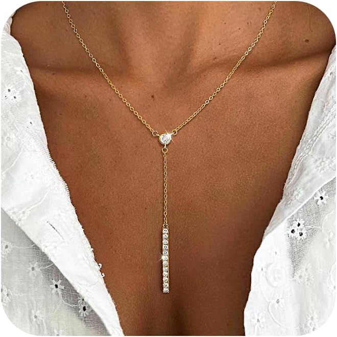 CHESKY Lariat Necklace for Women,14k Gold/Sliver Plated Layered Necklace