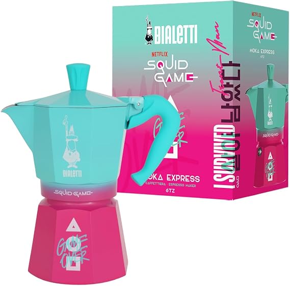 Bialetti Moka Express Squid Game: Iconic Stovetop Espresso Maker, Moka Pot, Italian Coffee Maker, 6 Espresso Shots (9 oz - 270 ml), Aluminum