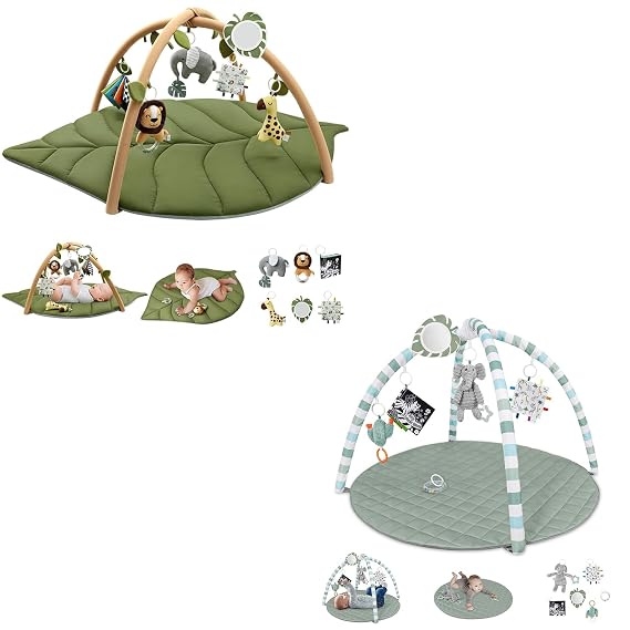 Baby Play Gym Mat,Sage Green + Baby Play Gym, Leaf Shaped