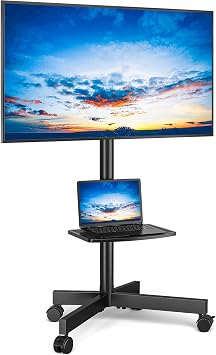 Rfiver Mobile TV Stand for 23-60 Inch LCD LED FlatCurved Panel Screen TVs up to 88 lbs, Rolling TV Stand with Adjustable Shelf & Tilt, Portable Floor Stand on Wheels for Bedroom, Living Room, Office