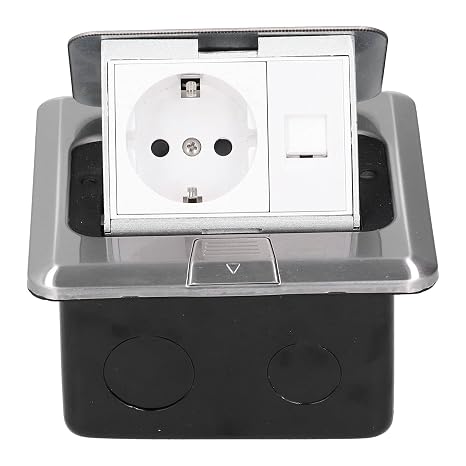 Floor Socket Retractable Socket Waterproof 1 Socket + 1 Ethernet for Kitchen Office Patio Floor Installation