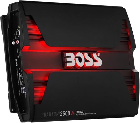 BOSS Audio Systems PM2500 Phantom 2500-Watt, 2 4 Ohm Stable Class AB Monoblock Car Amplifier with Remote Subwoofer Control